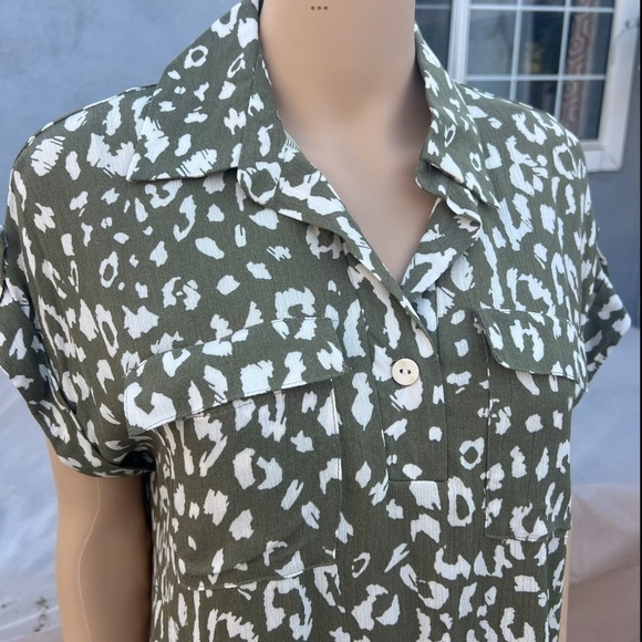 Easel, green, leopard print shirt dress - Picture 10 of 12